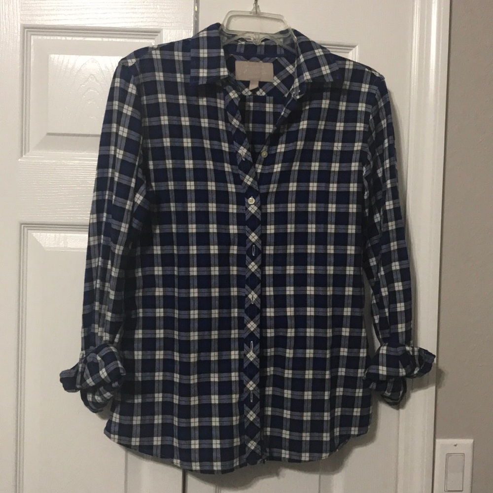 Banana Republic plaid long sleeve button down
